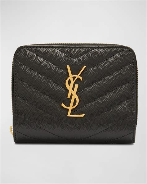 ysl zip around wallet in black leather|ysl small wallet for women.